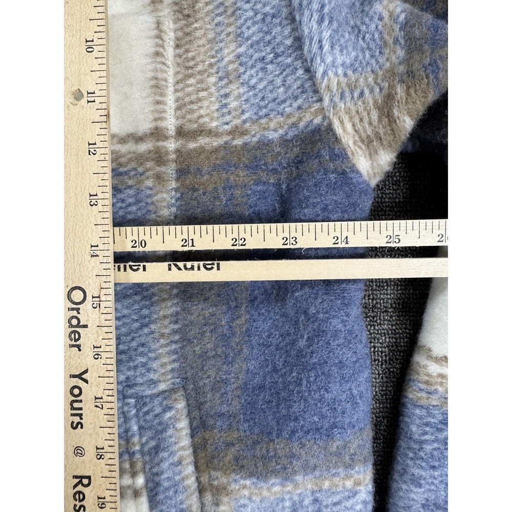 Reiss Jacket Mens 2XL Blue Plaid Morton Bomber Shirt Jacket Flannel Zip Lined - Picture 5 of 9